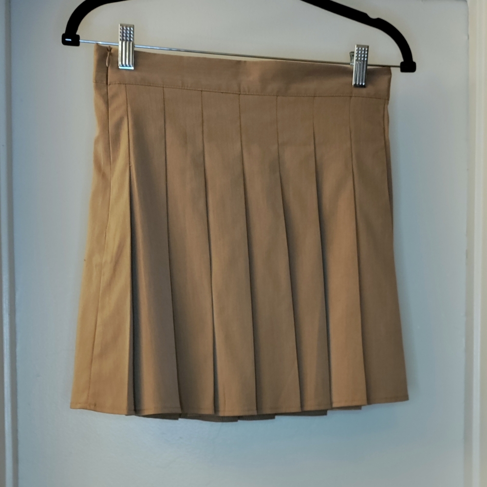 SheIn Brown Pleated A-Line Mini Skirt